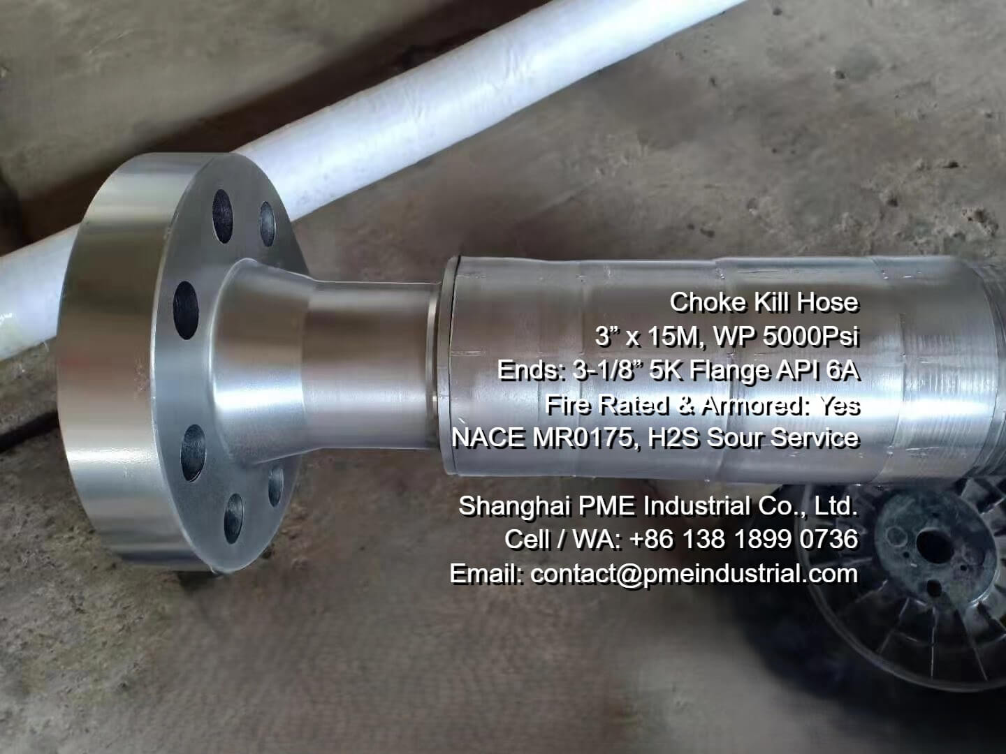 Close-up of 3.1/8 inch 5K API 6A Type 6B flange butt-welded connection for H2S sour service.