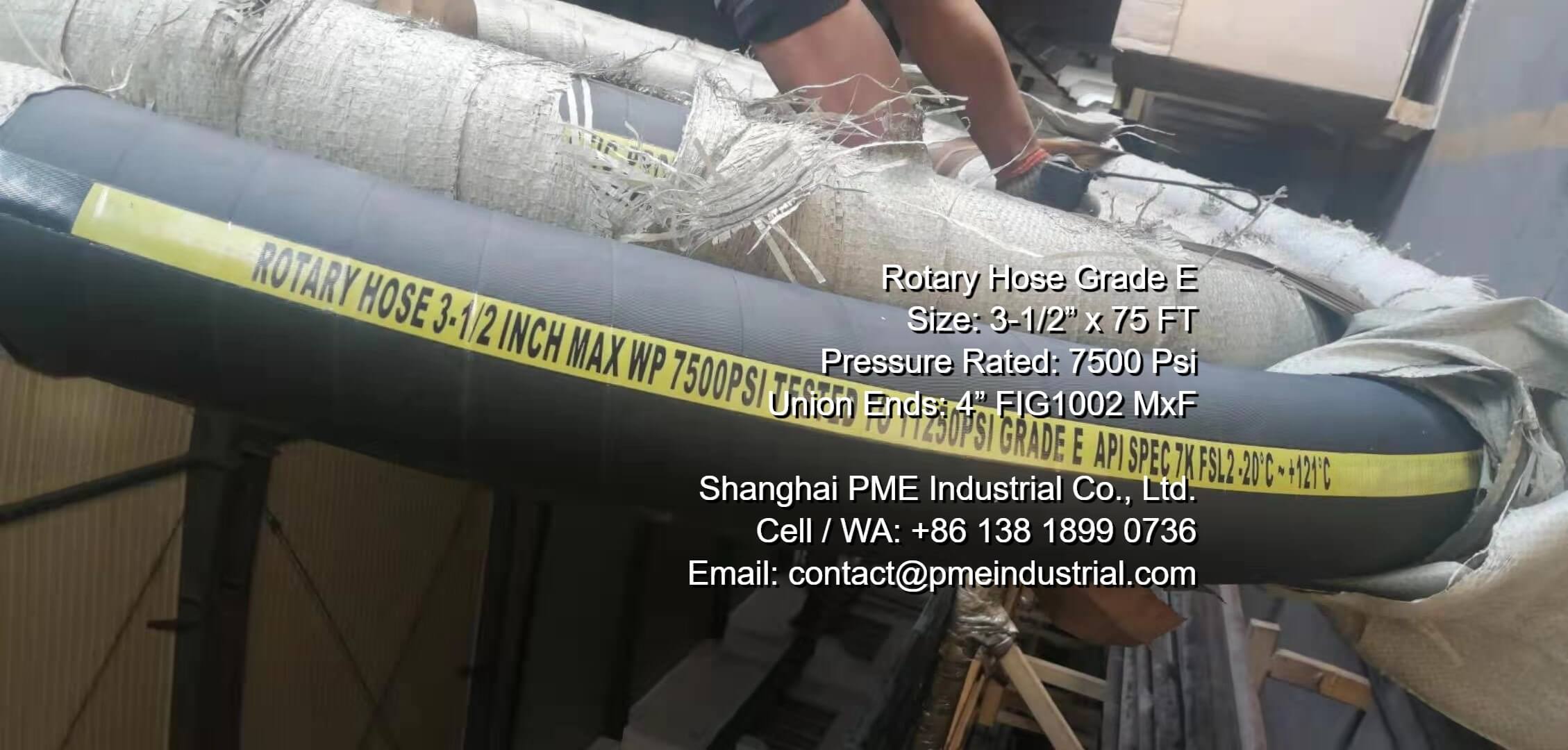 API 7K specification marking on high pressure rotary vibrator hose body.