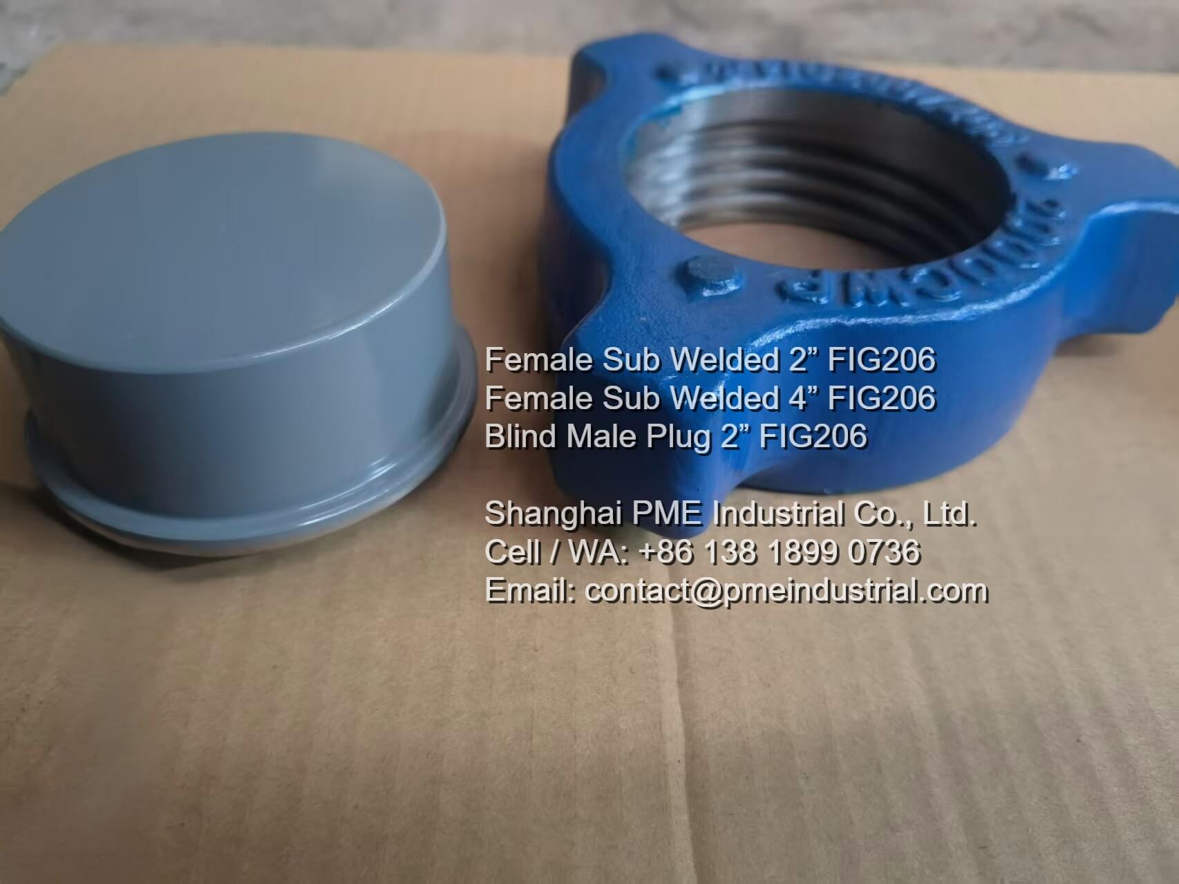 Standard China made blind male plug Fig 206 2 inch rated at 2000 PSI for sour service with optional rubber seal.