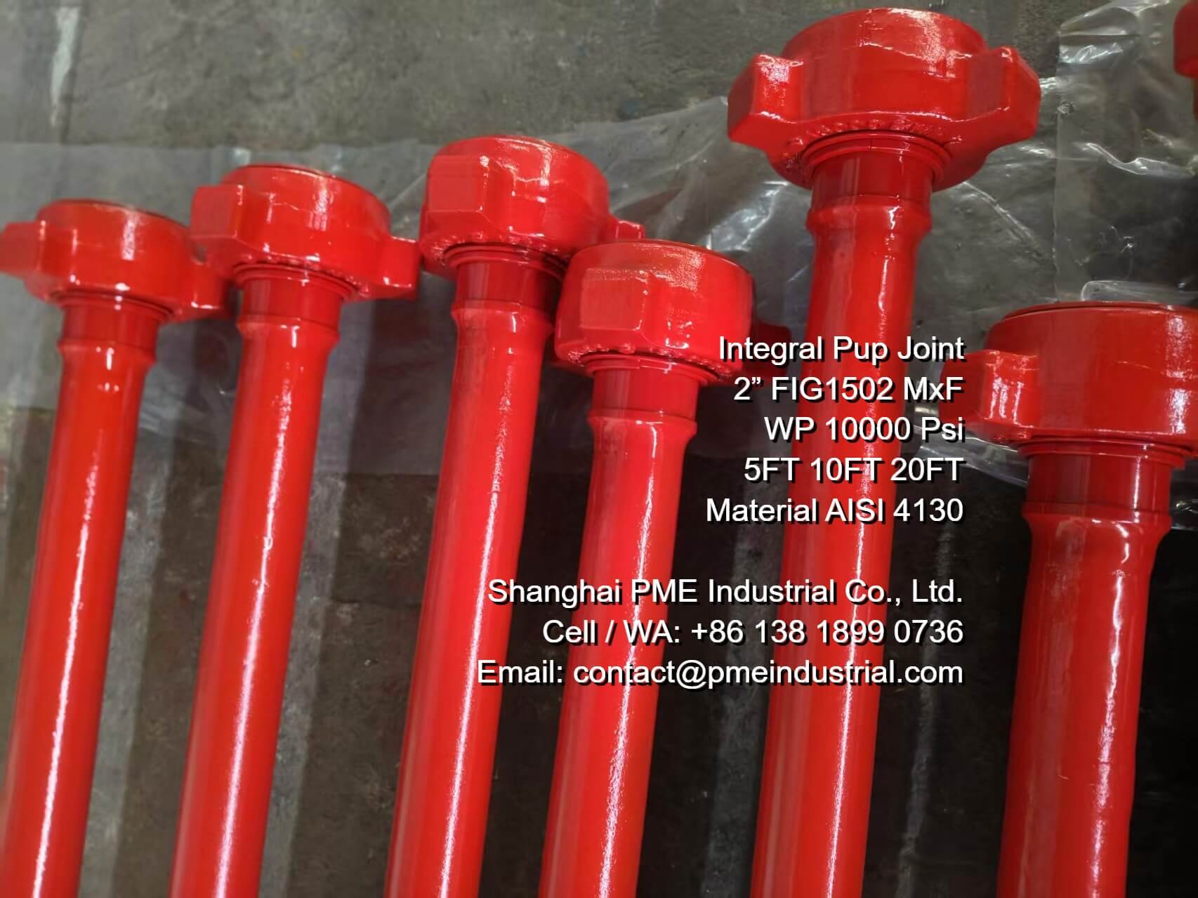 Precision CNC machined FIG 1502 male and female hammer union connection ends with smooth sealing surfaces on a 10000 PSI pup joint.