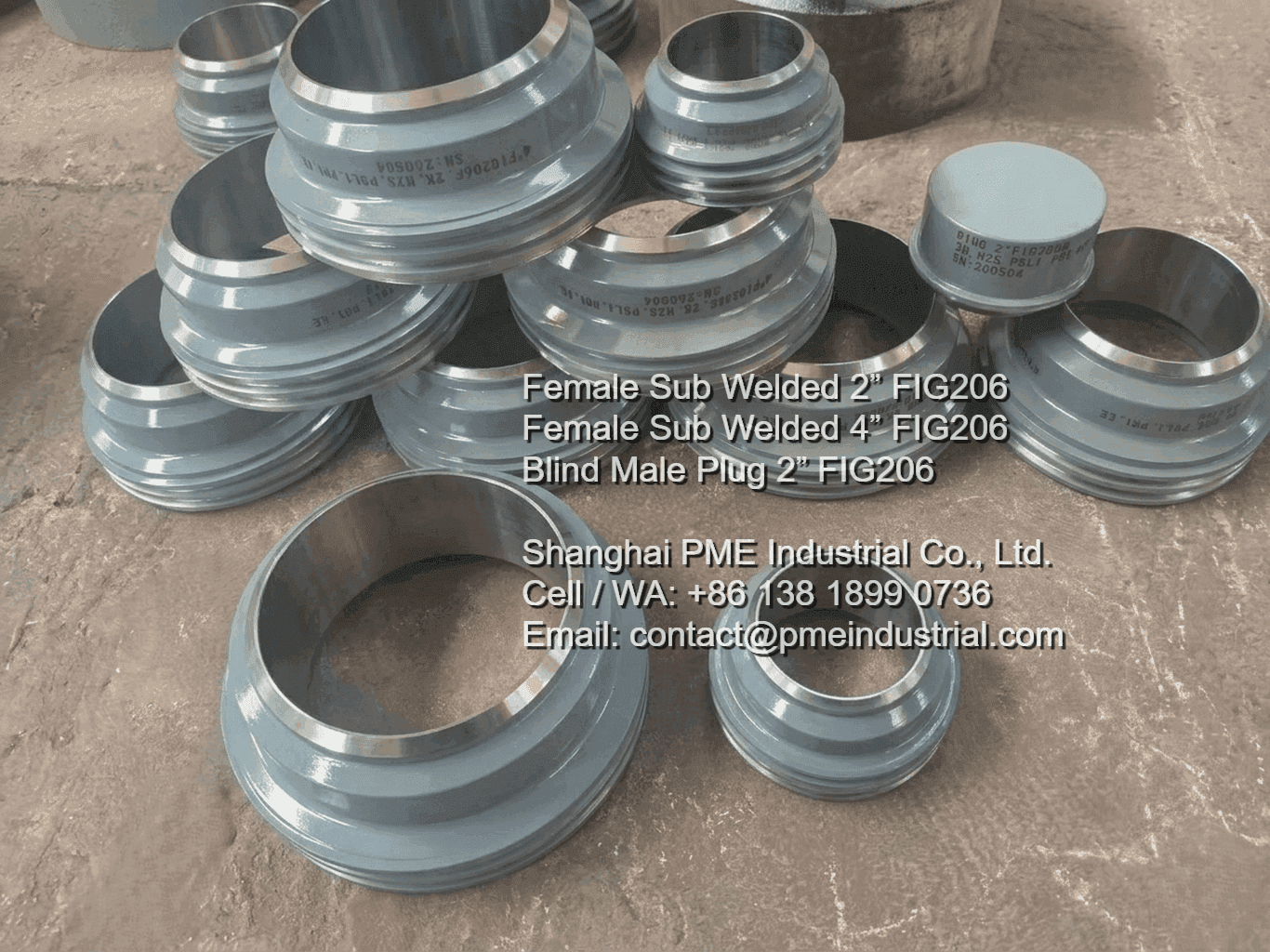 Butt weld Schedule 40 Fig 206 hammer union female sub with optional O-ring in 2 inch and 4 inch sizes.