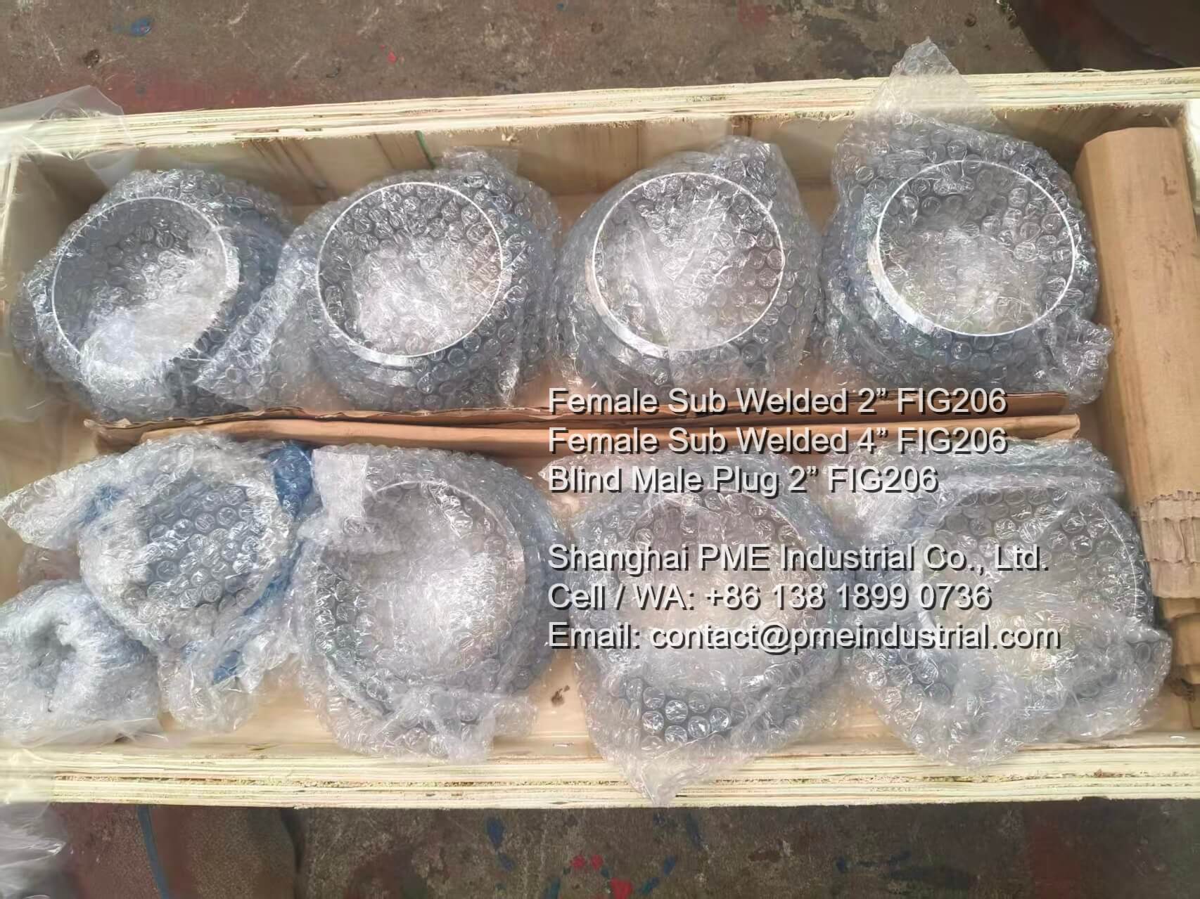 Export packaging of Fig 206 female subs and blind plugs ready for European shipment.