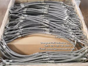 Close-up of the spring loaded wire noose on a whipcheck safety device