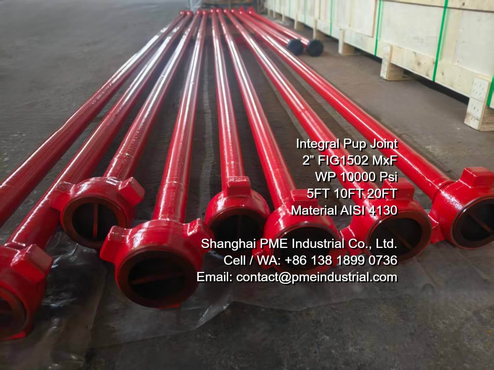 Heavy duty Integral Pup Joint 2 Inch FIG 1502 in 5ft 10ft and 20ft lengths for high pressure well service flowlines.