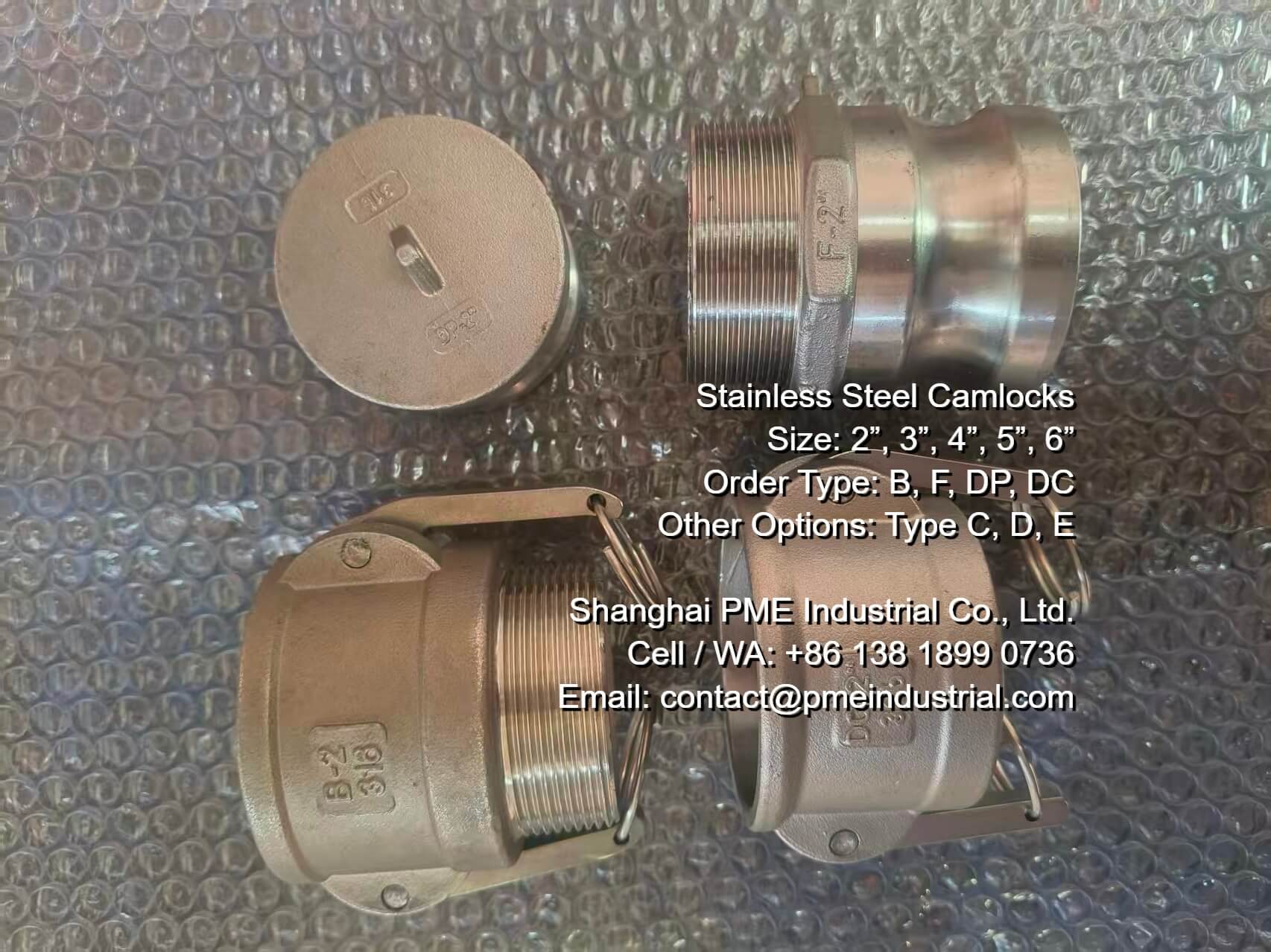 Precision SS316 Stainless Steel Camlock Couplings Type B and Type F for high-pressure oilfield hose connections.