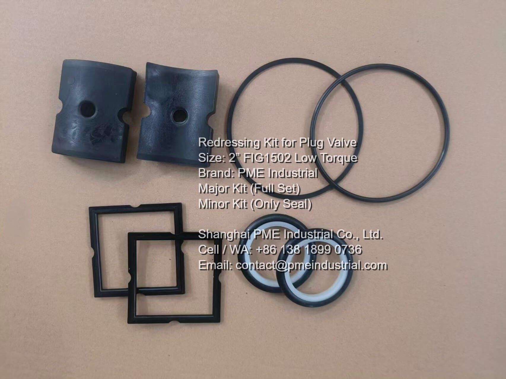 Minor seal redressing kit for 2 inch 15,000 PSI low torque plug valve.