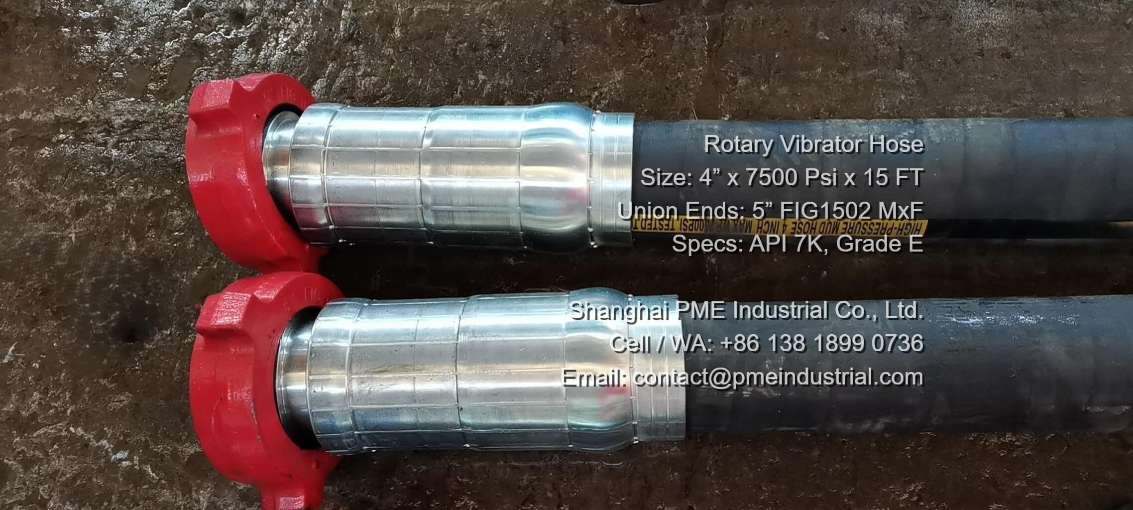 API Spec 7K 6th edition FSL level 2 layout layout markings on high pressure rotary vibrator hose body.