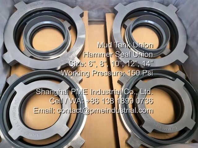 6 inch to 14 inch range of mud tank hammer seal unions with elastomeric seals