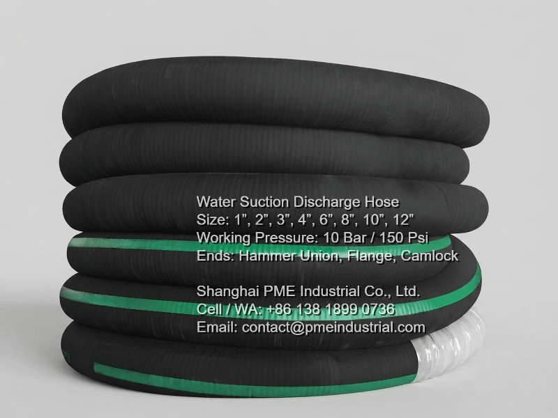 8 inch heavy duty EPDM water suction hose WP 10 bar 150 PSI