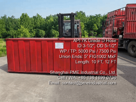API 7K vibrator hose packed in heavy-duty steel crates ready for shipment to Iraq