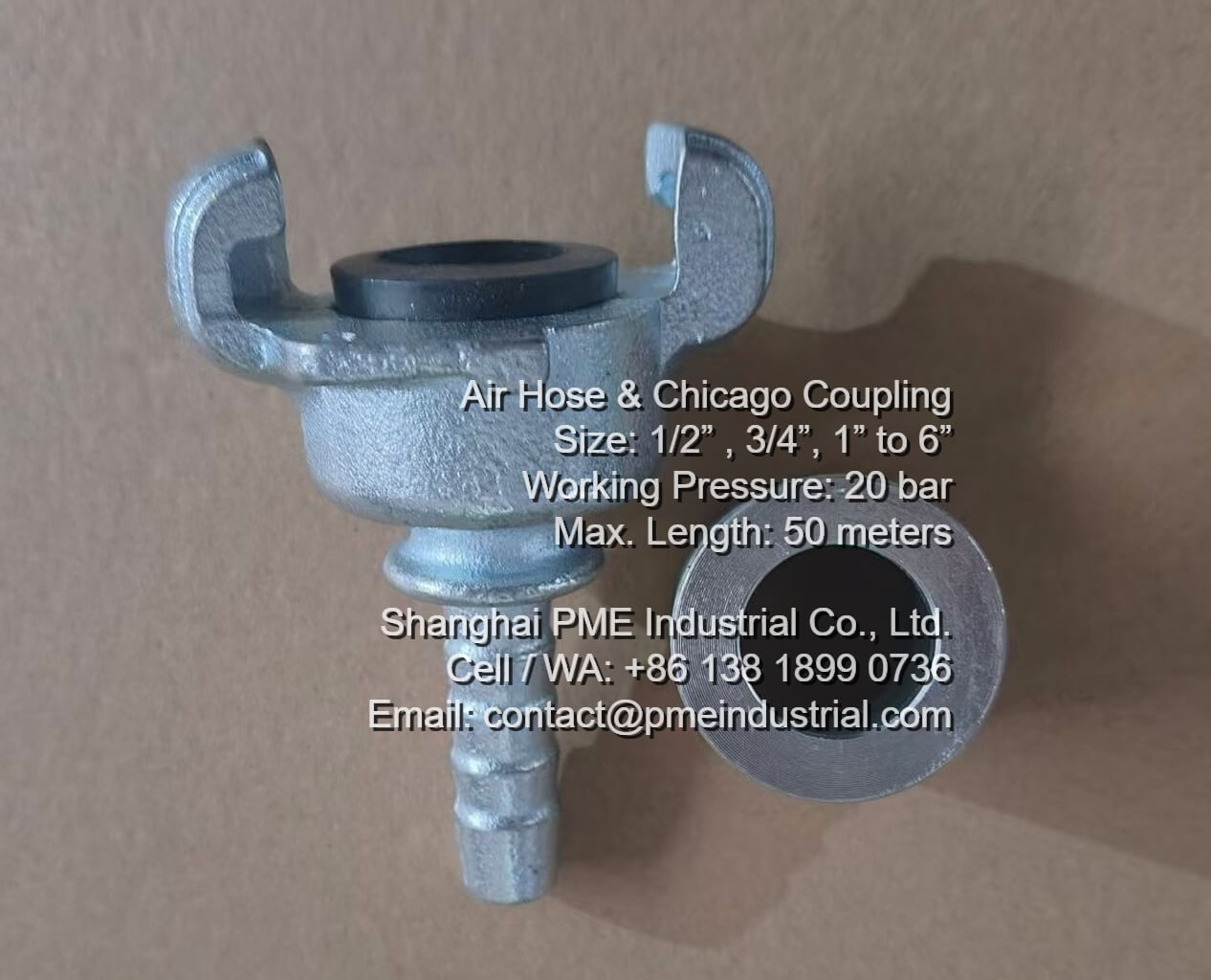 1/2 Inch Chicago Coupling Crimped with Carbon Steel CS Ferrule on Air Hose