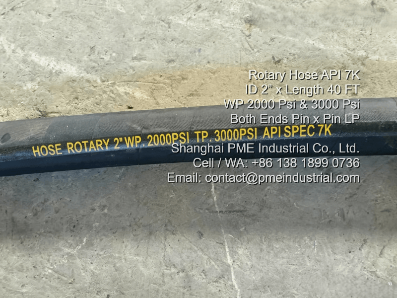 API 7K Rotary Hose 2 Inch 40 FT - 2000 PSI Hose Body Stencil Marking