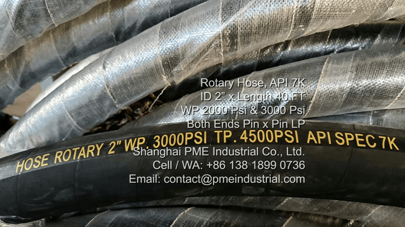 API 7K Rotary Hose 2 Inch 40 FT - 3000 PSI Hose Body Stencil Marking