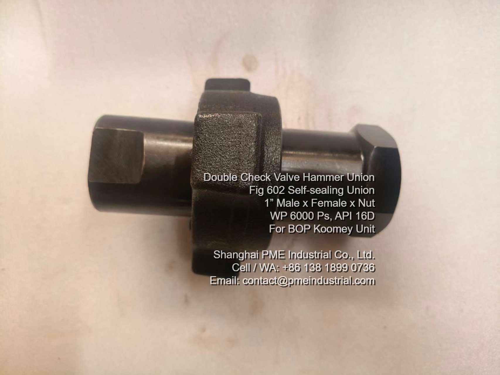 Fig 602 double check valve hammer union assembled side view for API 16D units
