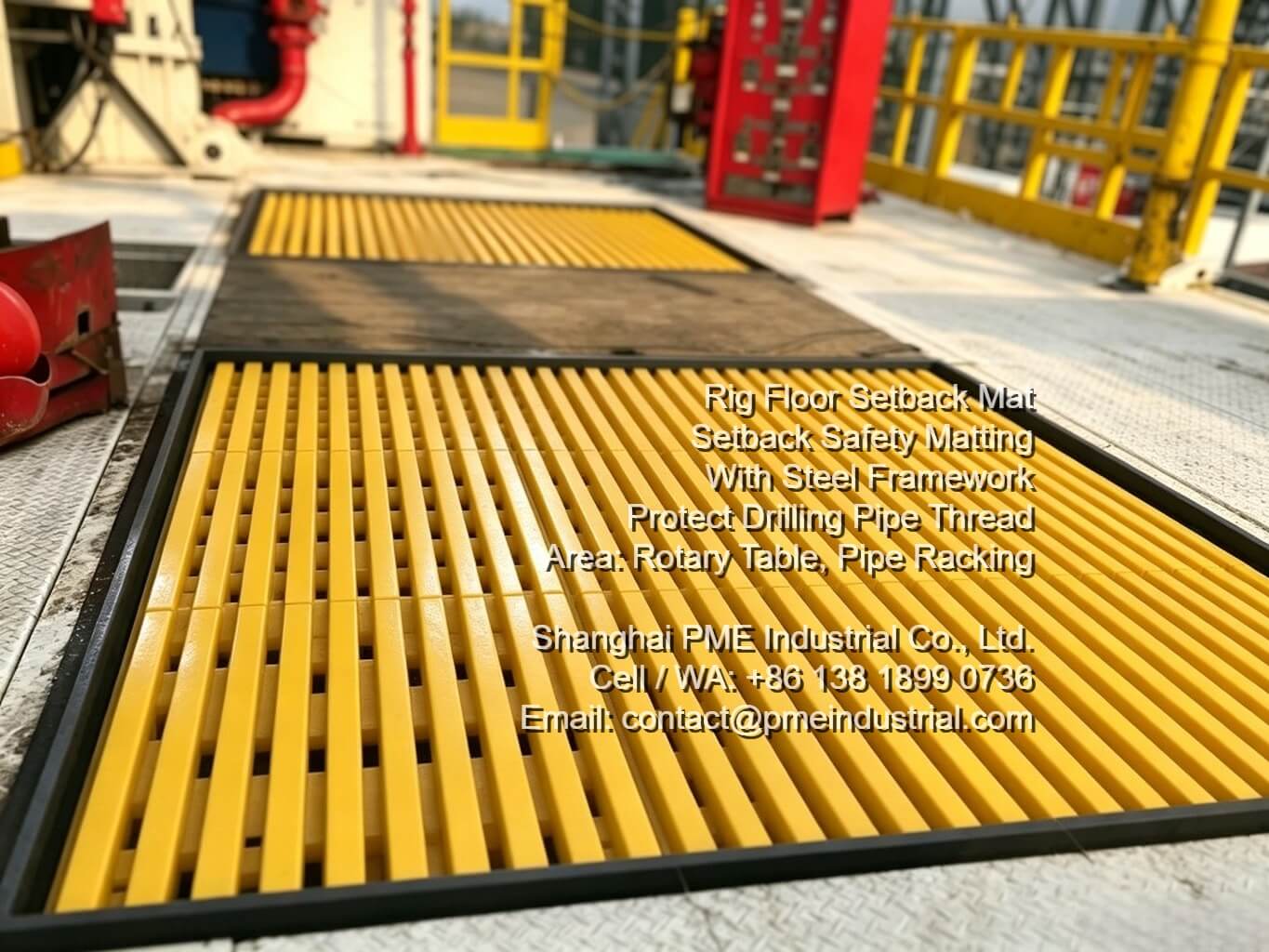 On-site rig floor application of anti-slip setback mats