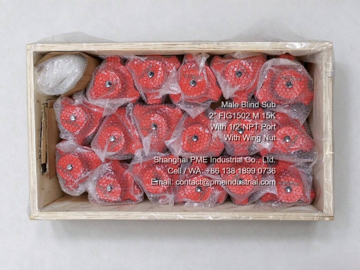 Male Blind Sub 2 FIG 1502 1/2 NPT packaged for shipment