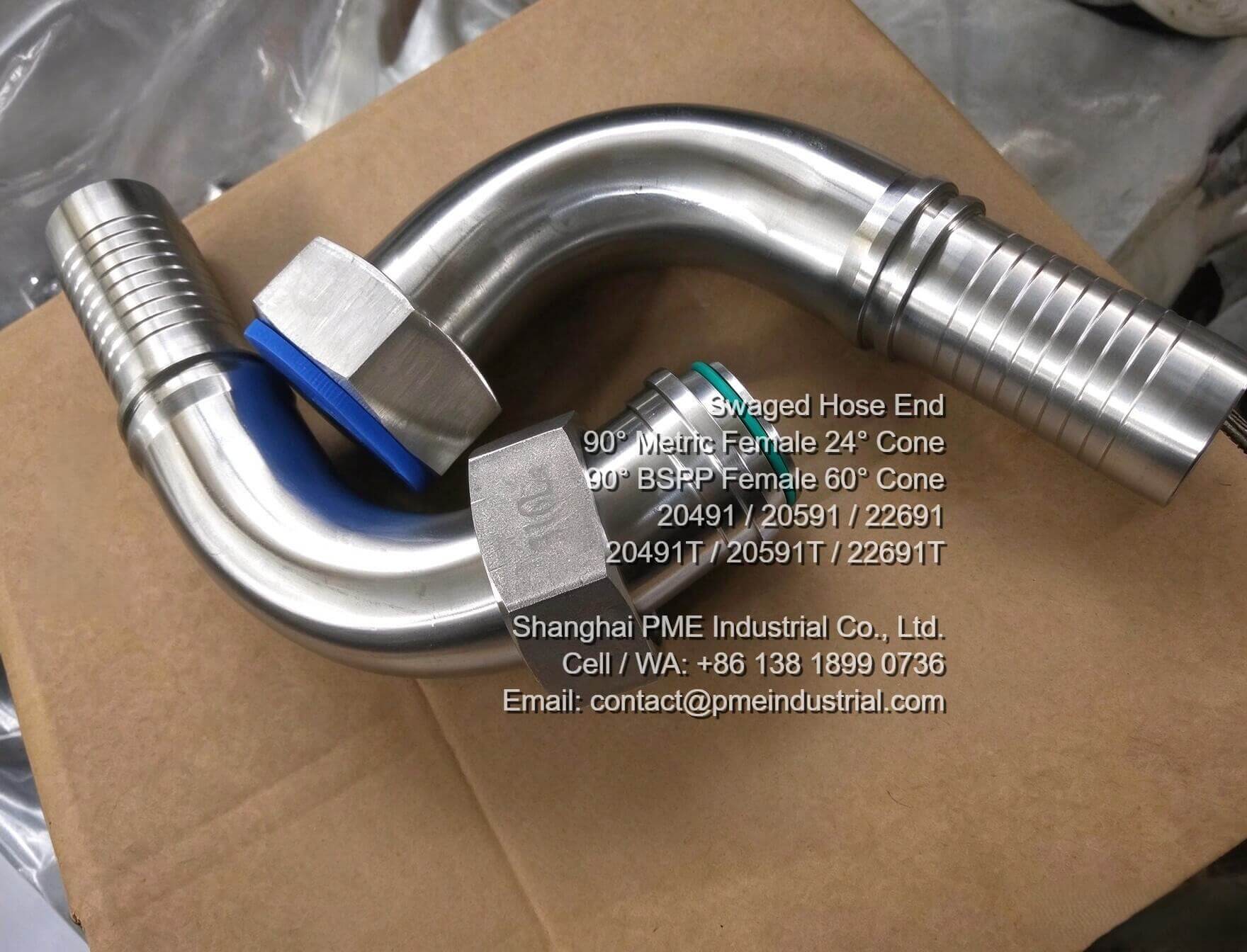 metric 90 degree female swivel hose fitting 20591 heavy series