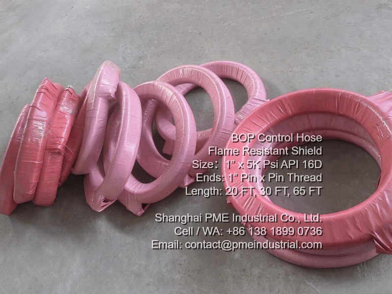 SS Armoured API 16D BOP Hose packed securely in wooden cases for container export to Europe